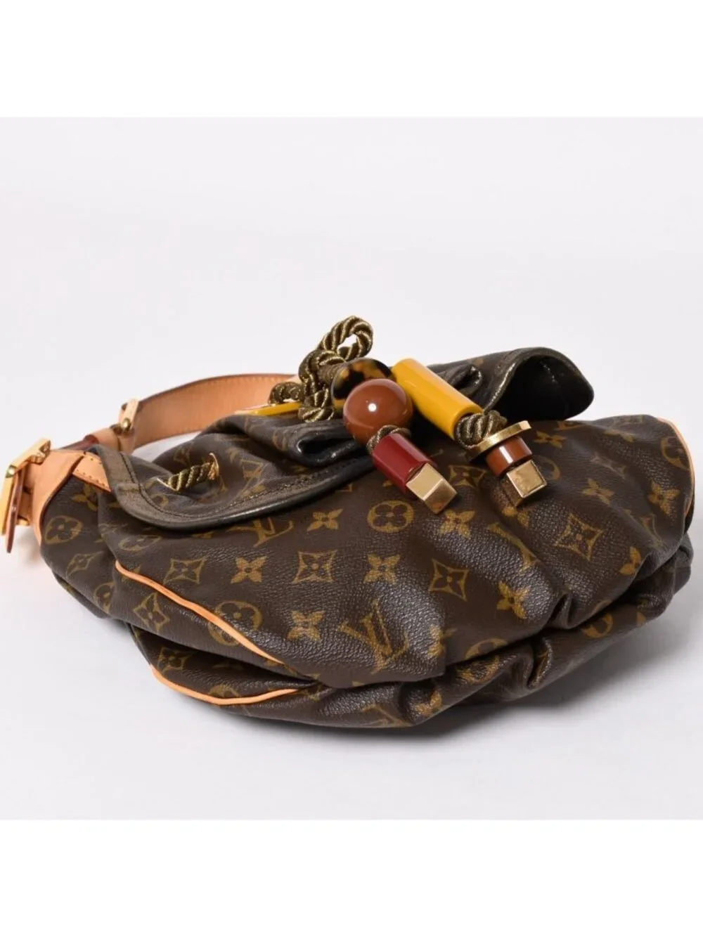 Louis Vuitton Monogram Kalahari PM Handbag Canvas Vachetta Leather Drawstring